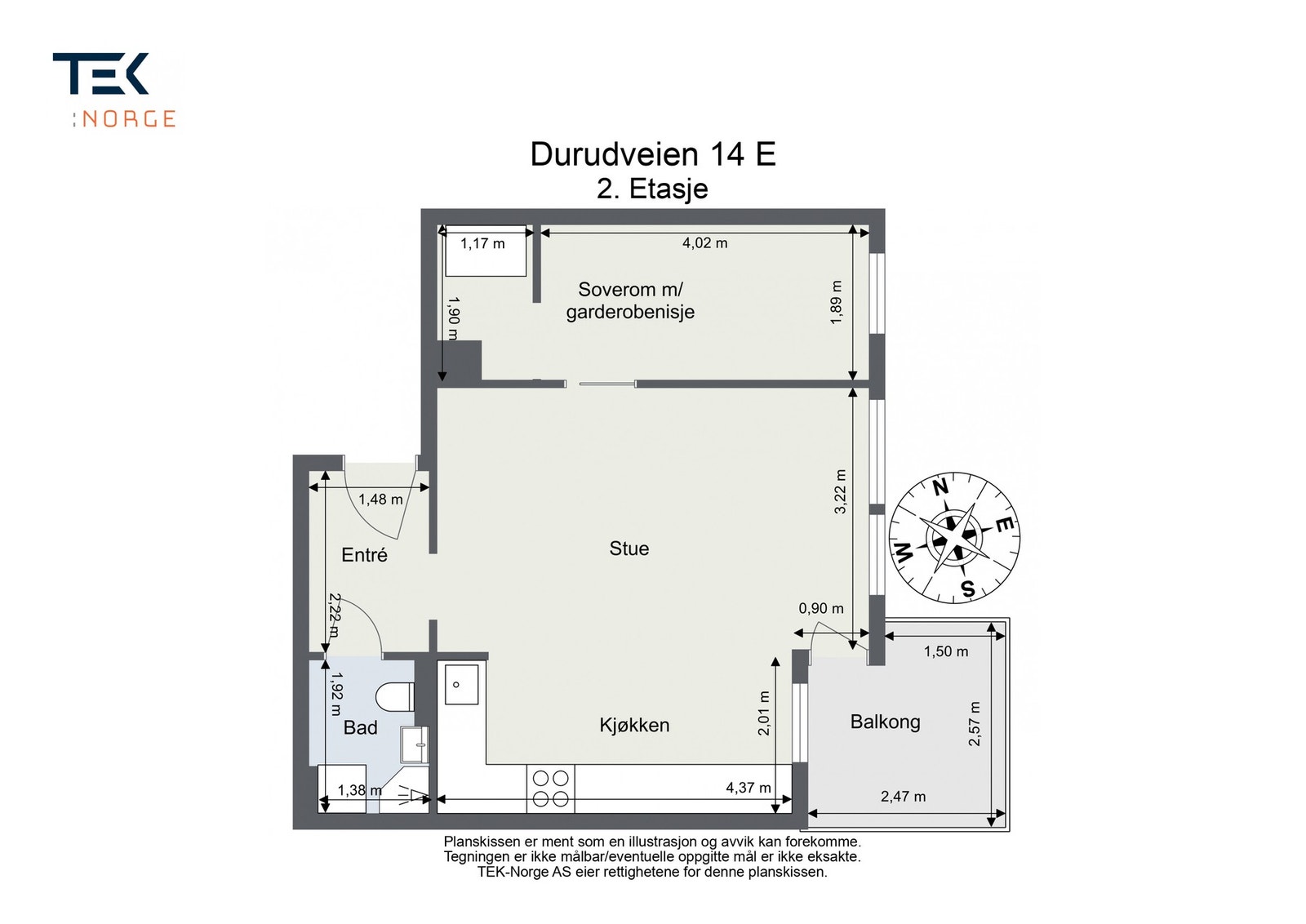 Plantegning Durudveien 14 E, 2. etasje Galleribilde