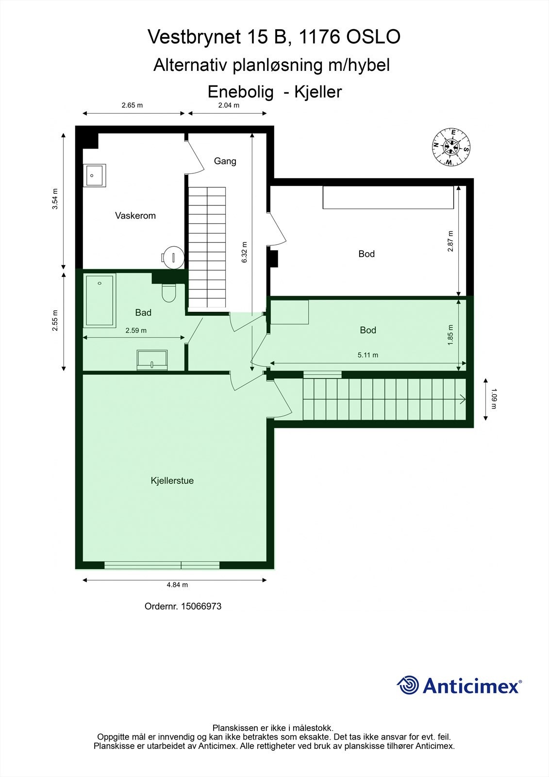 Plantegning alternativ m/hybel. Galleribilde