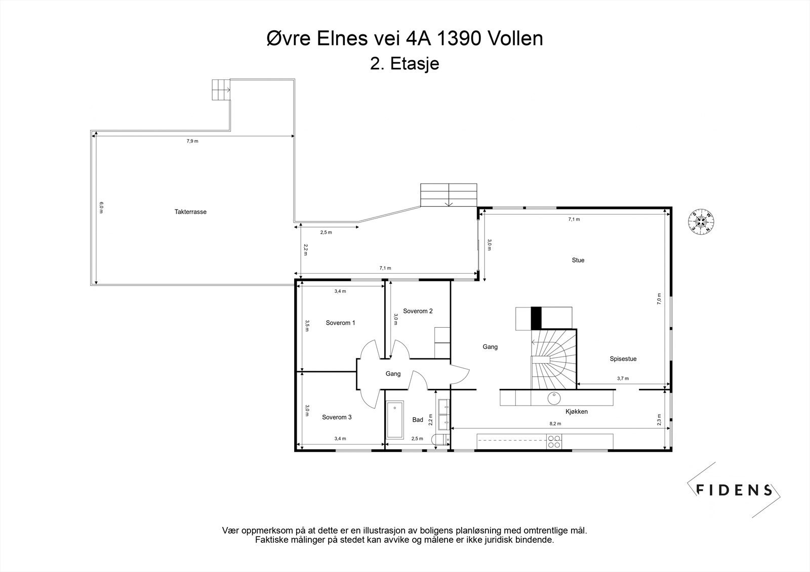 Floorplan letterhead - Øvre Elnes vei 4A 1390 Vollen - 2. Etasje - 2D Floor Plan.jpg Galleribilde