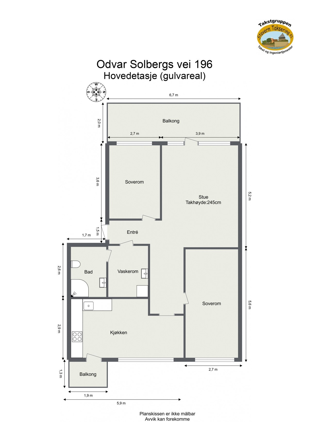 Oppmålt planløsning. Galleribilde