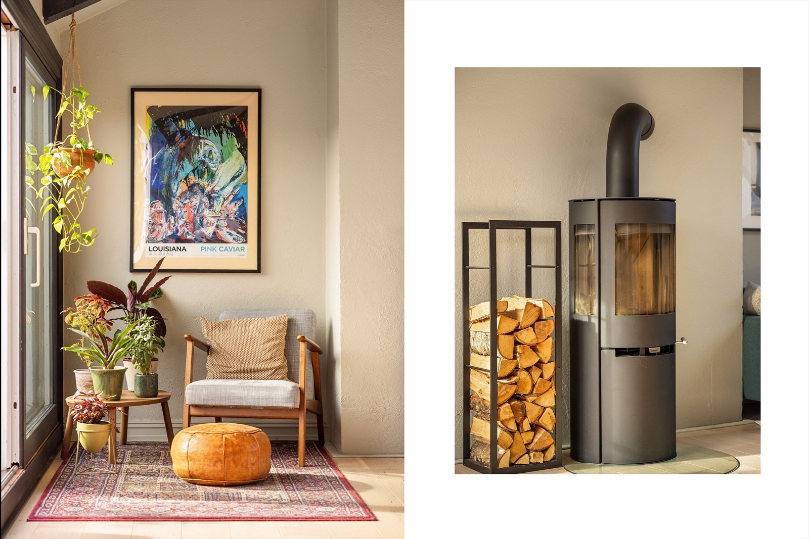 I stuen finner du også en flott peisovn som holder deg varm når gradestokken kryper nedover. Galleribilde