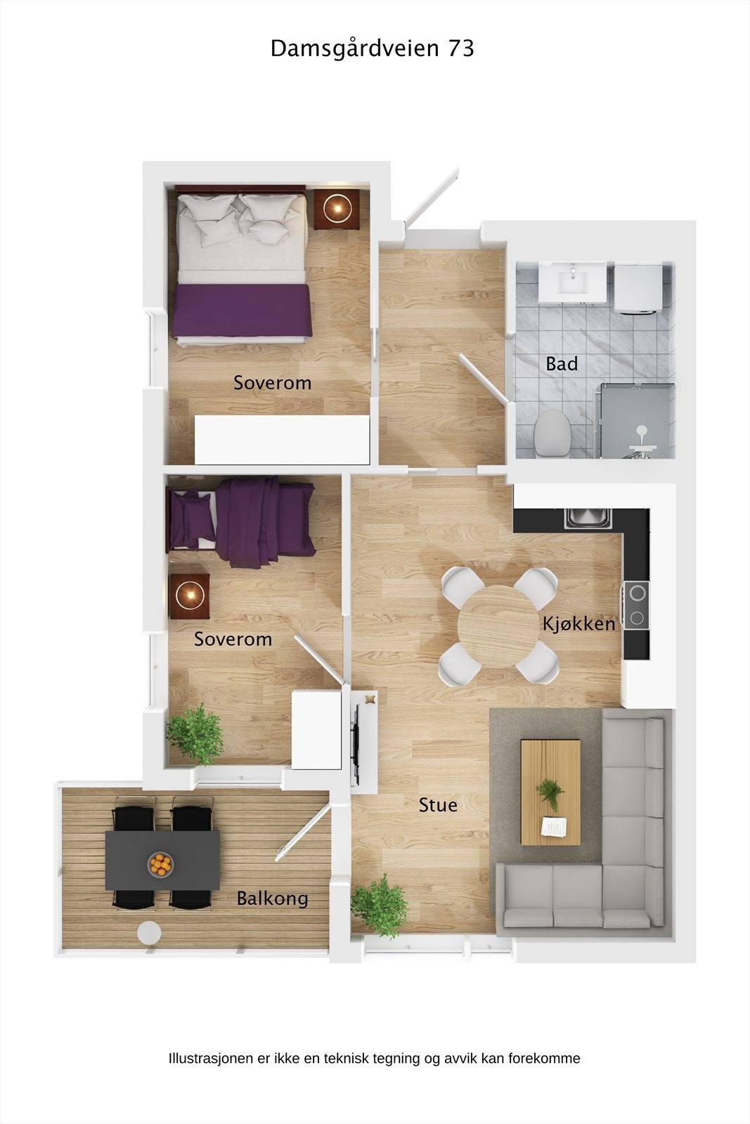 W | Leiligheten har en arealeffektiv planløsning med god størrelse på alle rom. Galleribilde