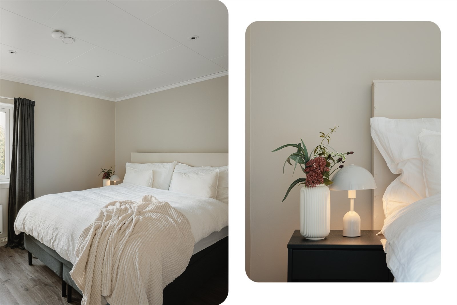 Her er det plass til en dobbeltseng med nattbord på hver side. Galleribilde