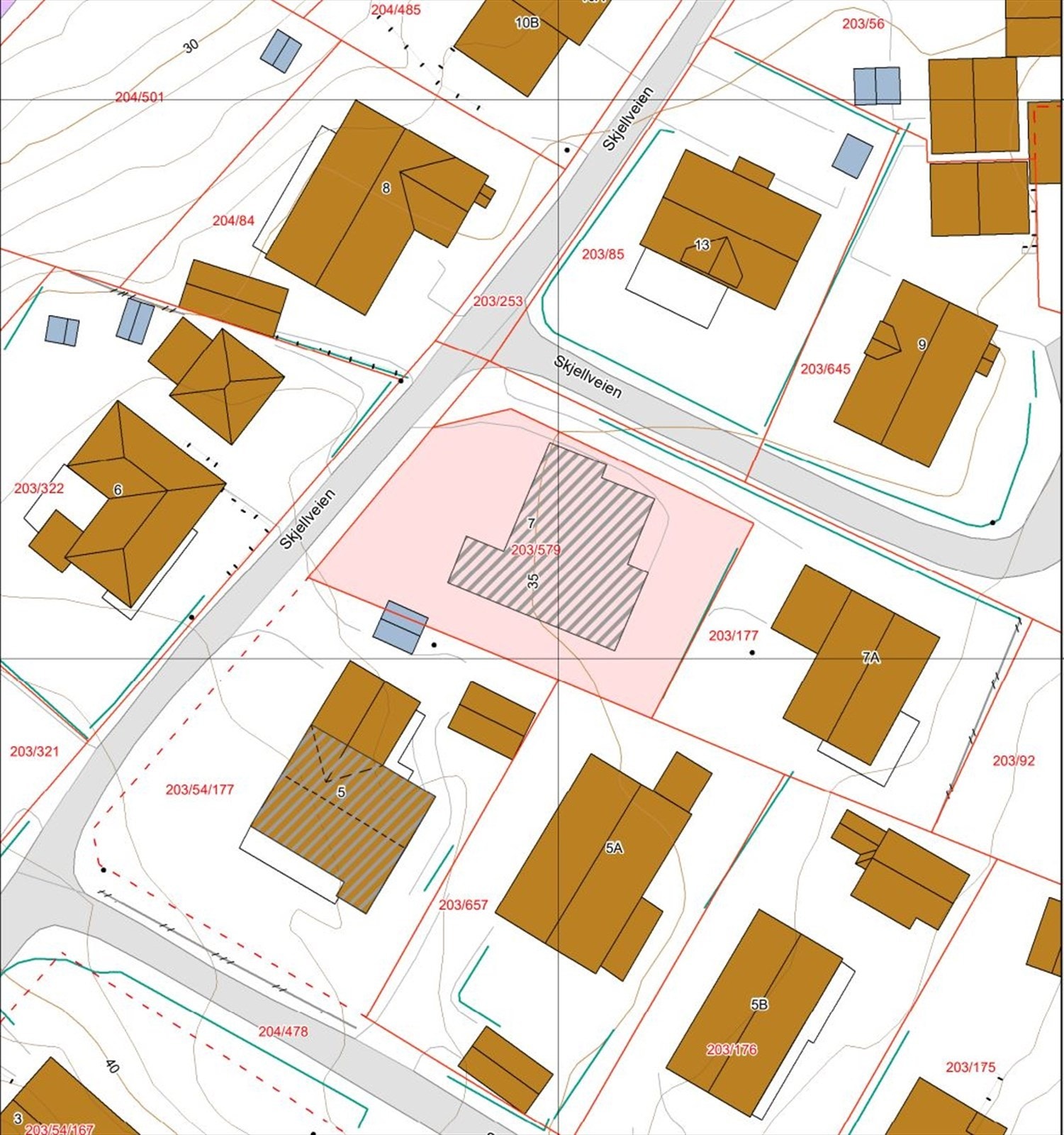 Grunnkart som viser byggets plassering på tomten Galleribilde