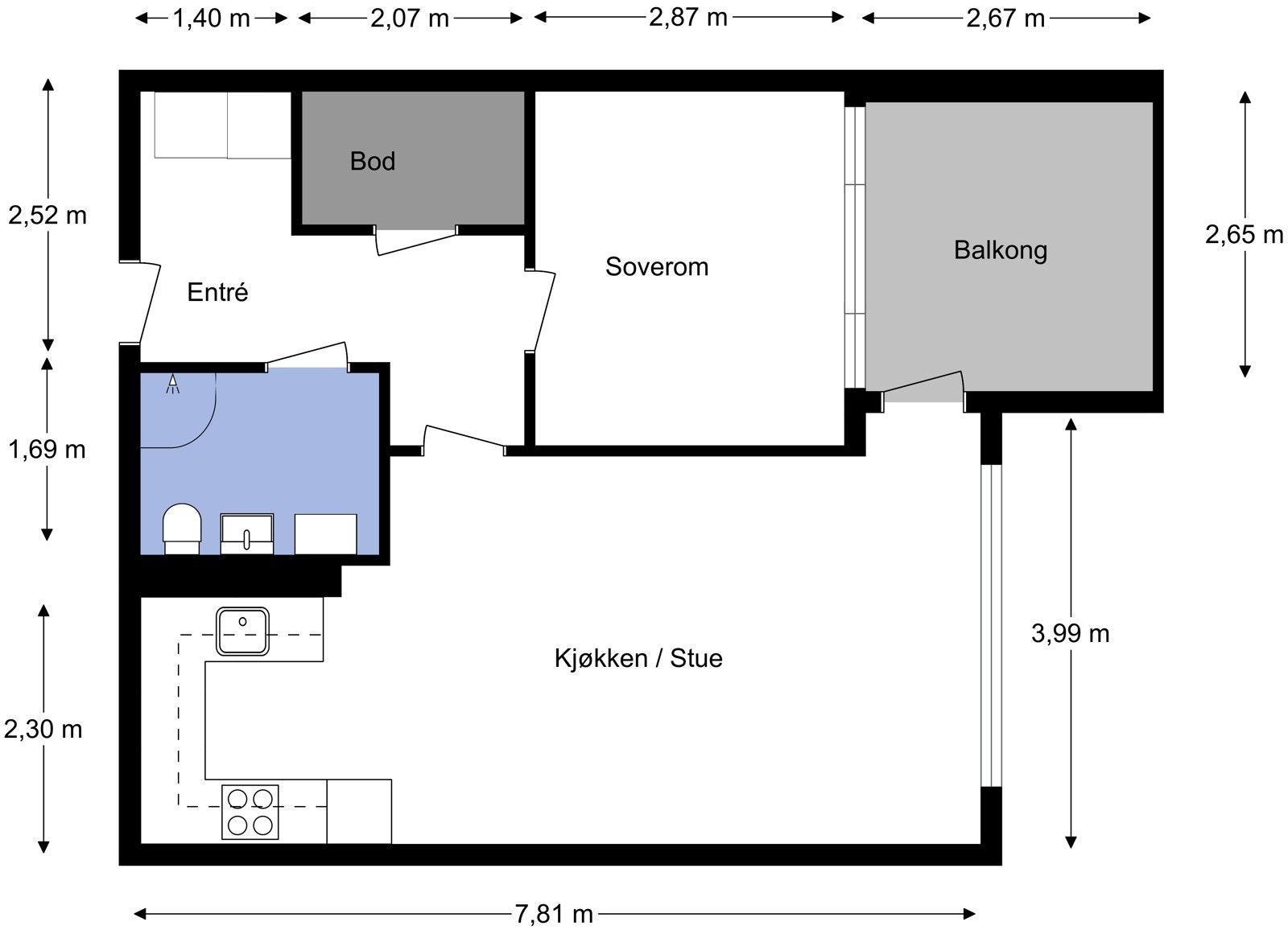 Leiligheten har en god planløsning Galleribilde