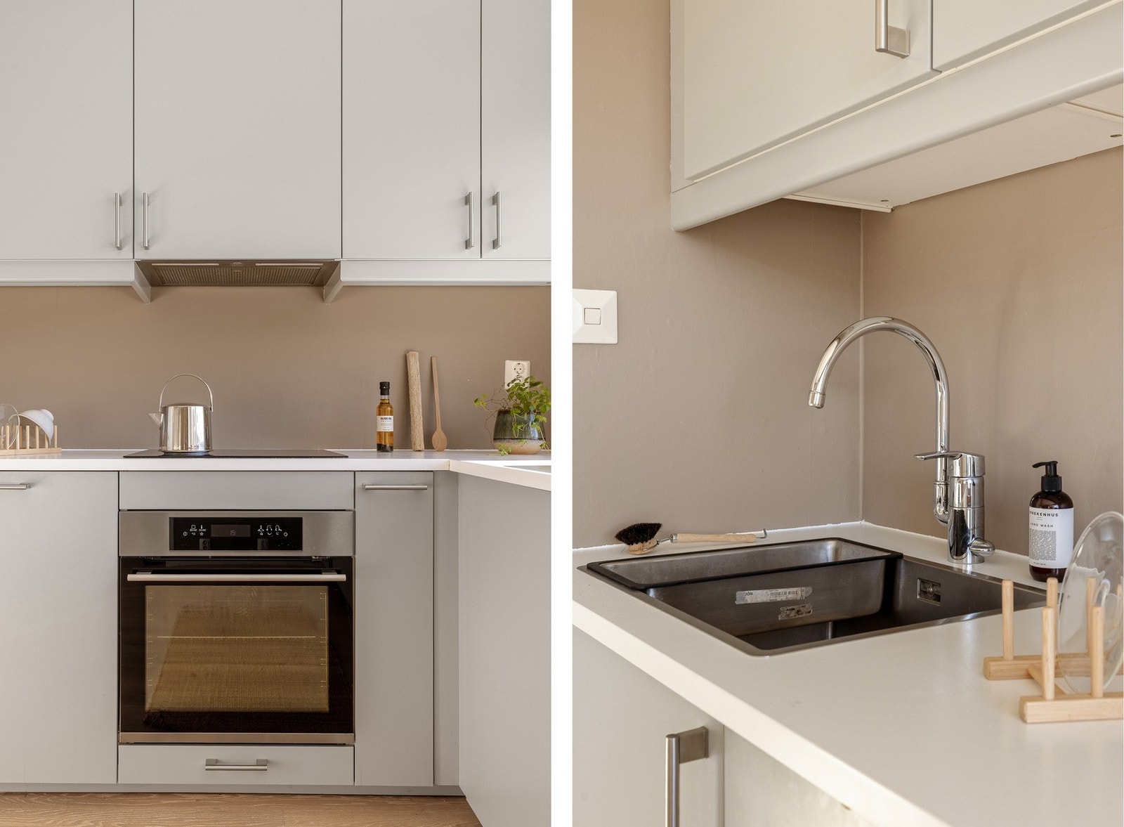 Det er integrert stekeovn, platetopp, ventilator, oppvaskmaskin og kjøleskap med frysedel. Galleribilde