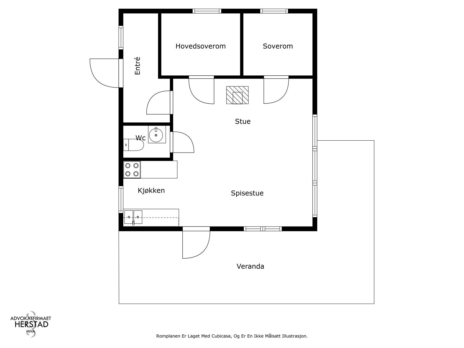 Plantegning over hytta - ikke målsatt illustrasjon Galleribilde