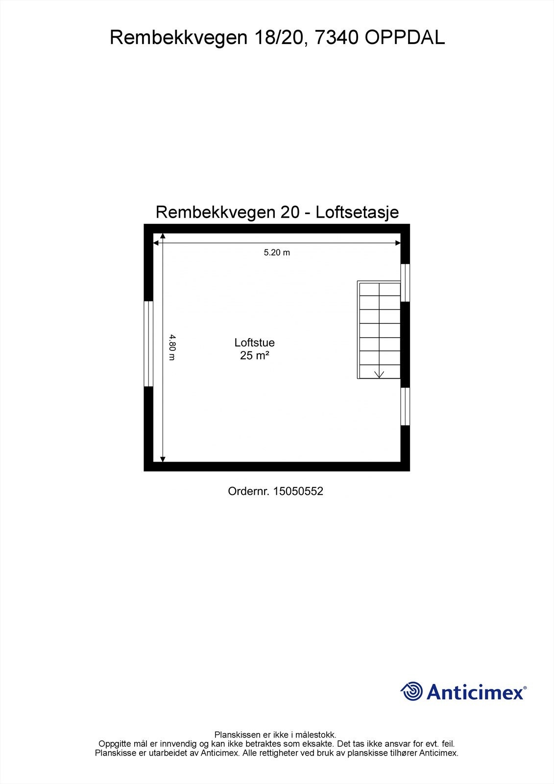 Planskisse Rembekkvegen 20 - loftsetasje. Galleribilde