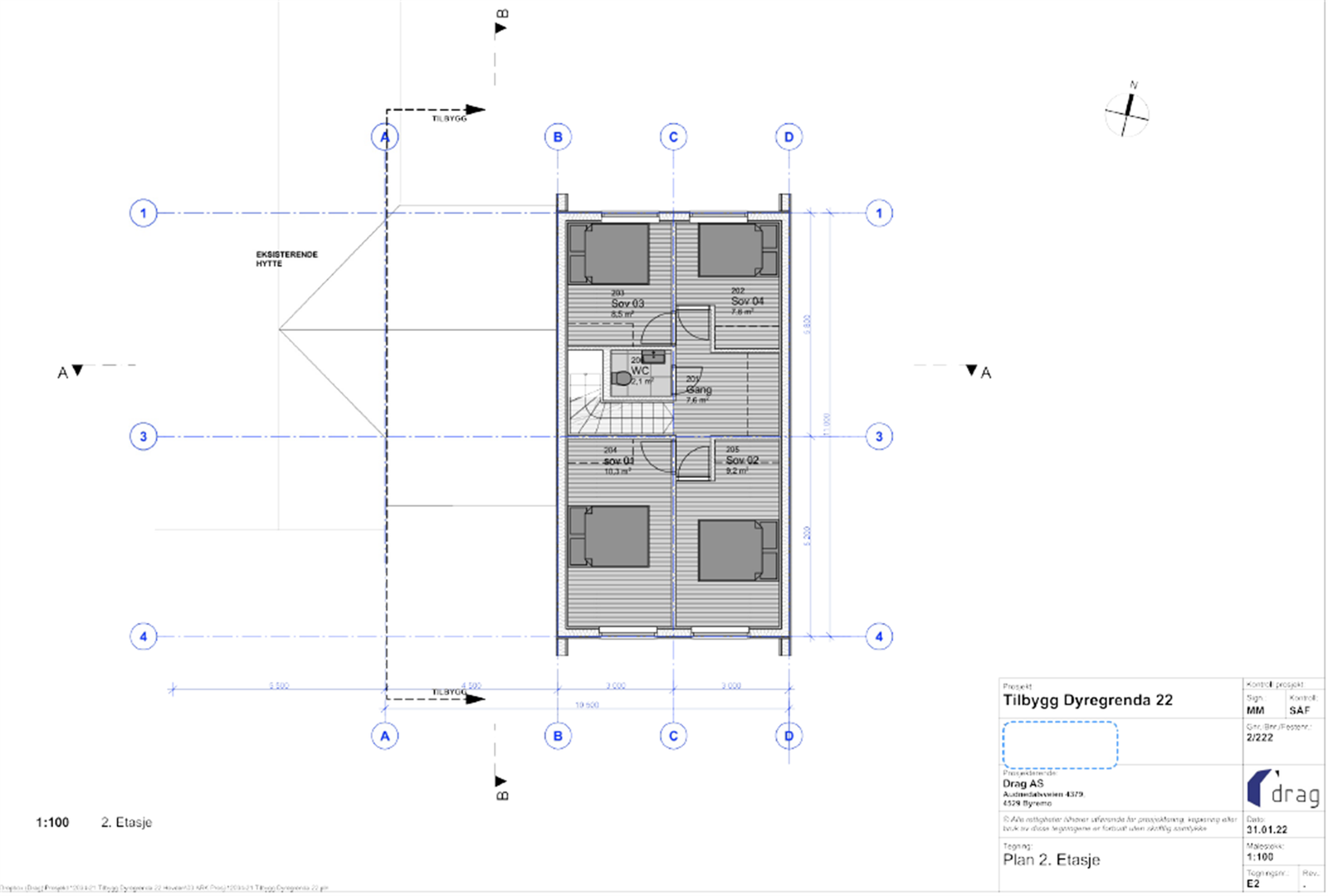 - Velkommen til Dyregrenda sør 70 - Plantegning mulig tilbygg 2. etg. Galleribilde