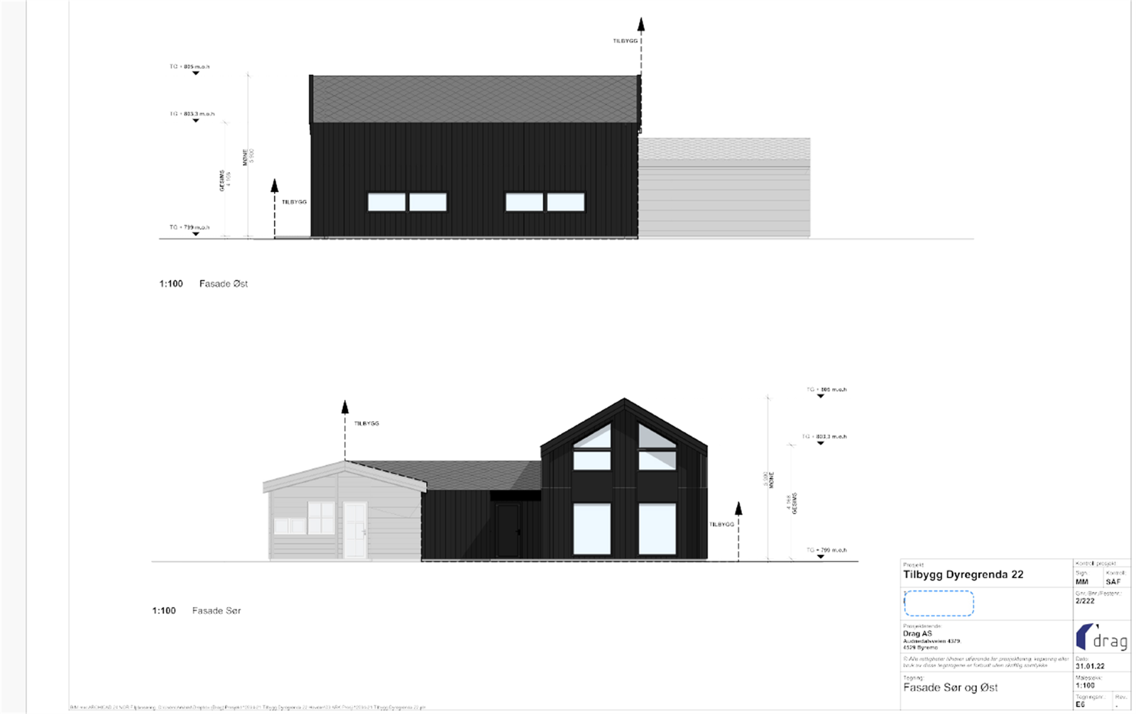 - Velkommen til Dyregrenda sør 70 - Fasader mulig tilbygg Galleribilde