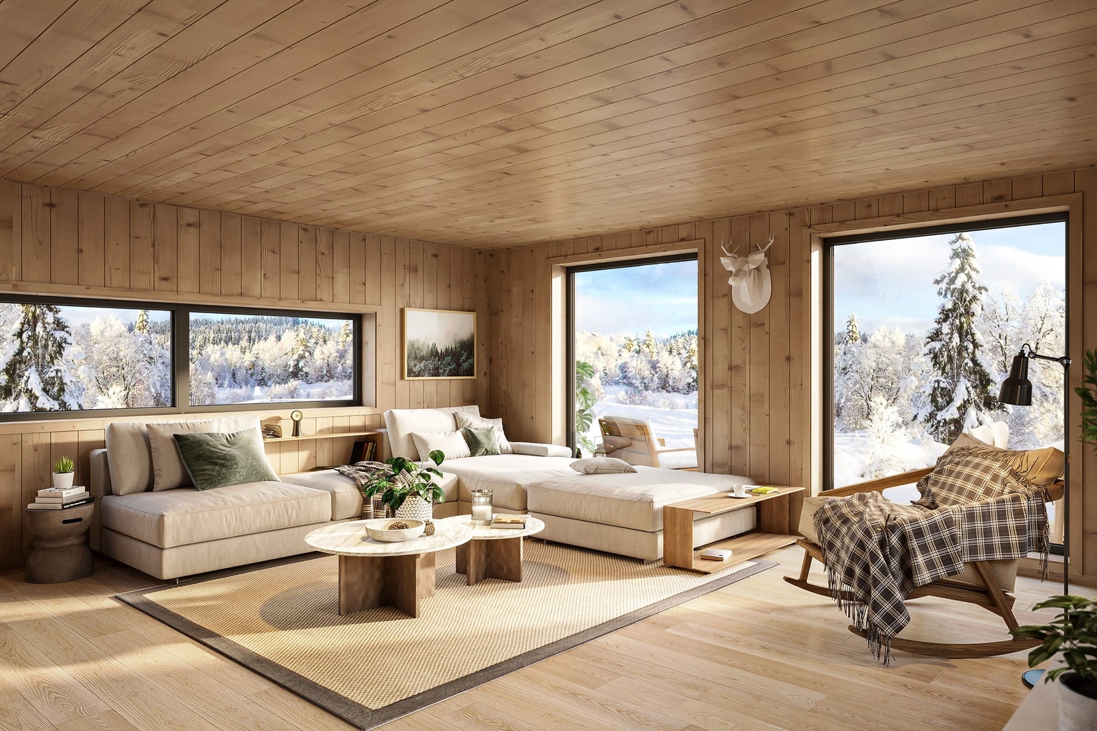 - Velkommen til Dyregrenda sør 70 - 3D illustrasjon av ny stue i tegnet tilbygg. Galleribilde