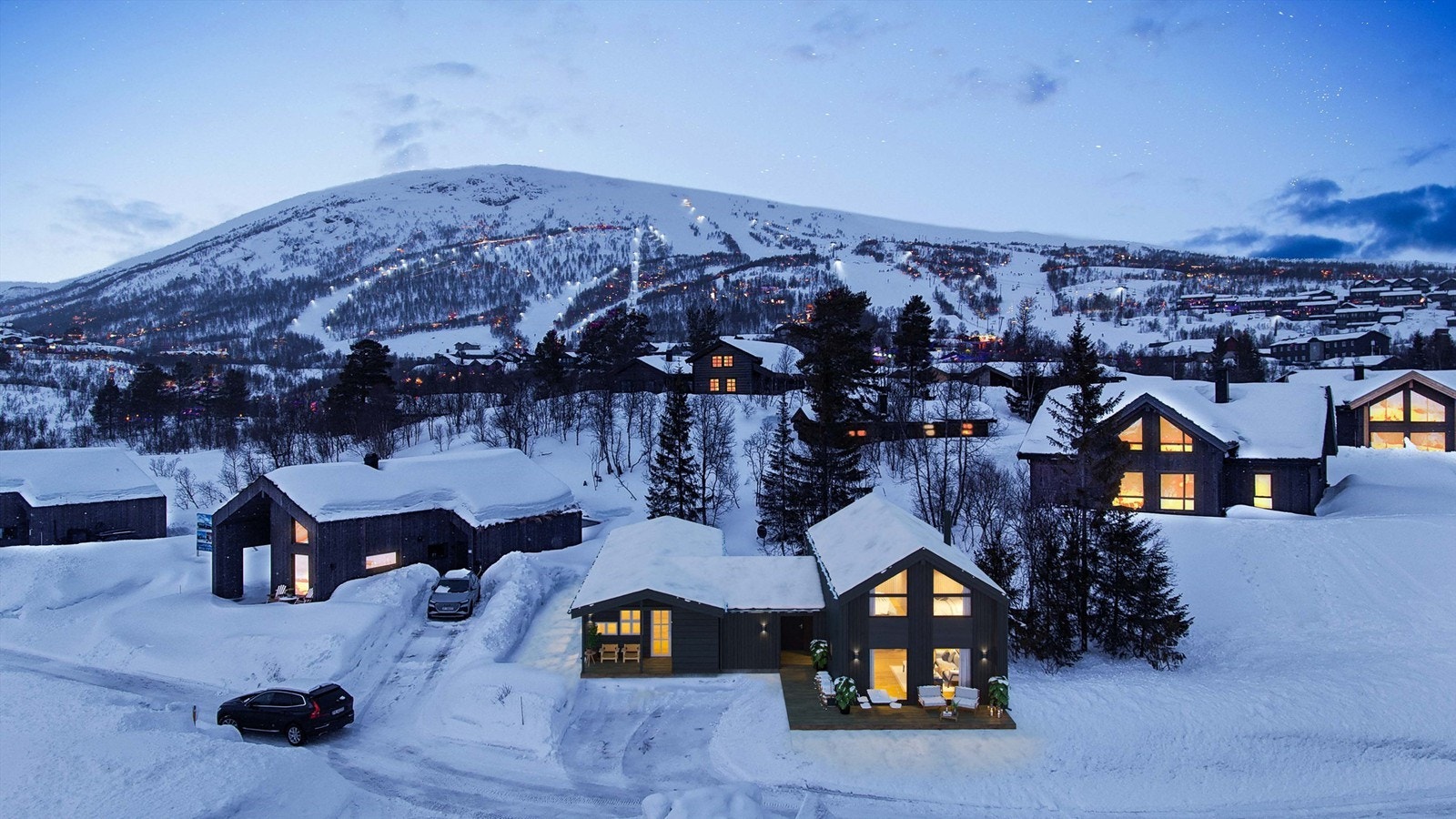 - Velkommen til Dyregrenda sør 70 - 3D illustrasjon av opprinnelig hytte med tegnet tilbygg. Galleribilde