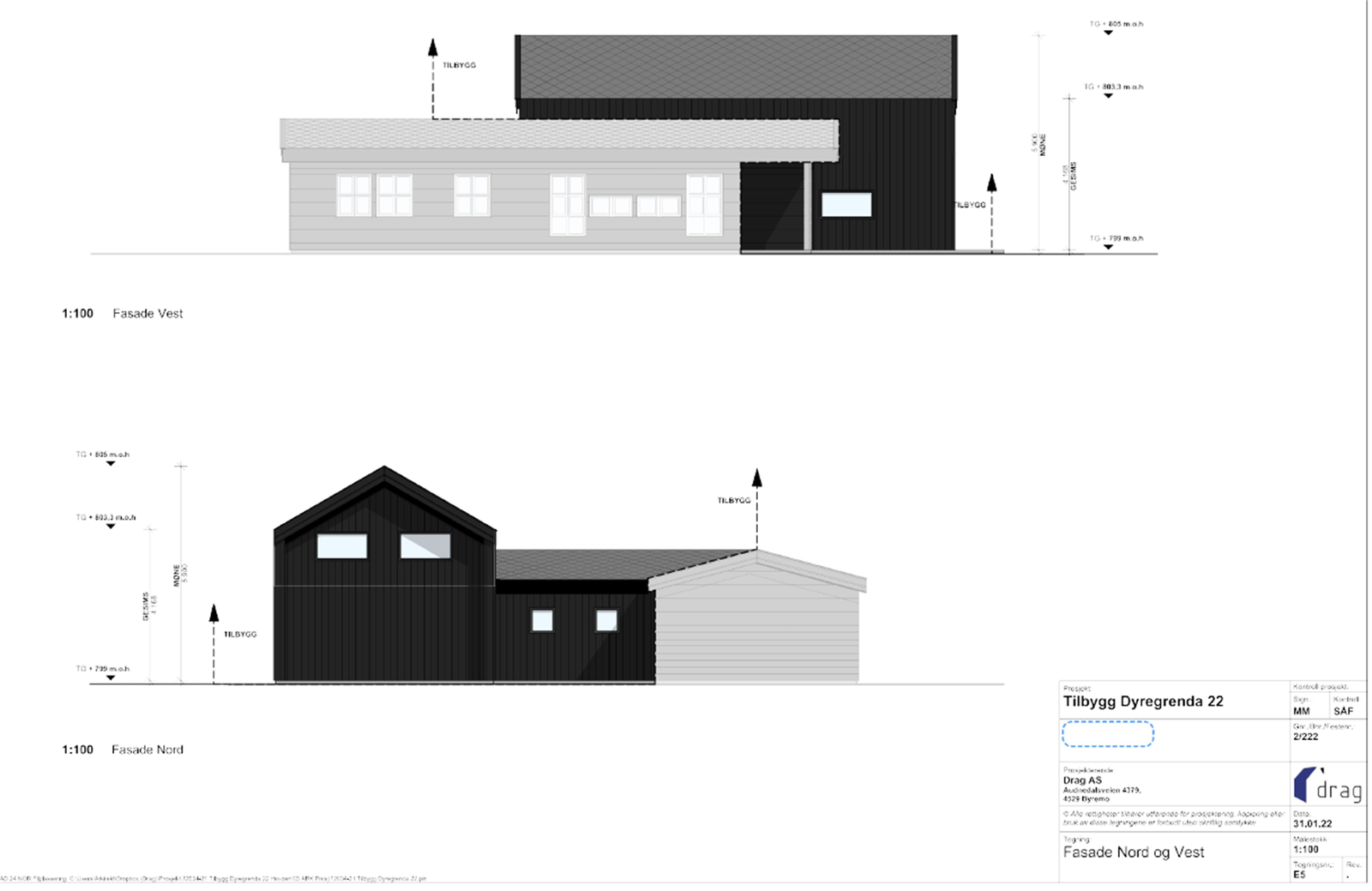 - Velkommen til Dyregrenda sør 70 - Fasader mulig tilbygg Galleribilde