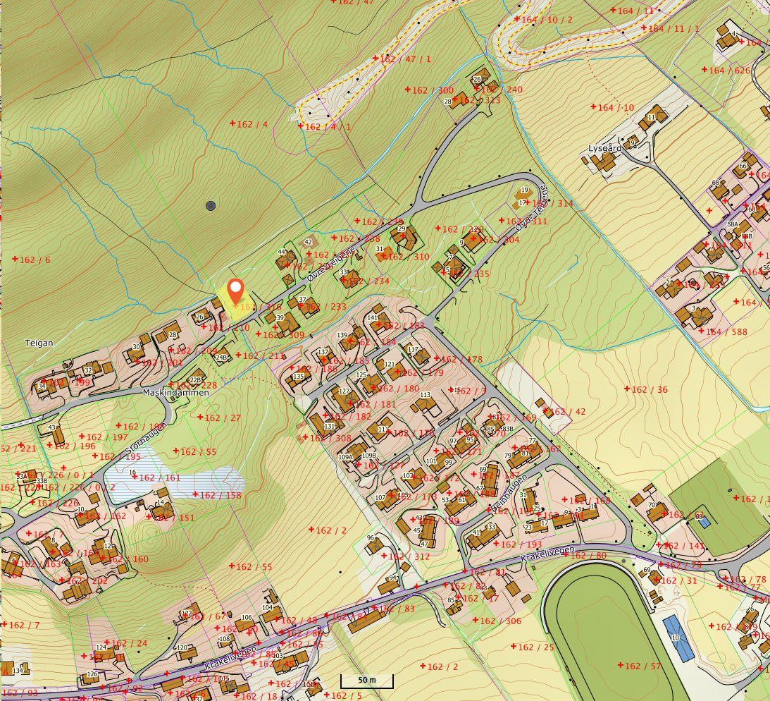 Tomt nr 30 er markert i bildet med gult Galleribilde