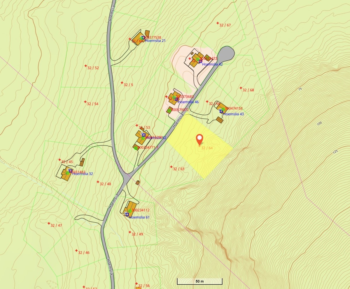 Kartutsnitt Gnr. 32 bnr. 64 Galleribilde