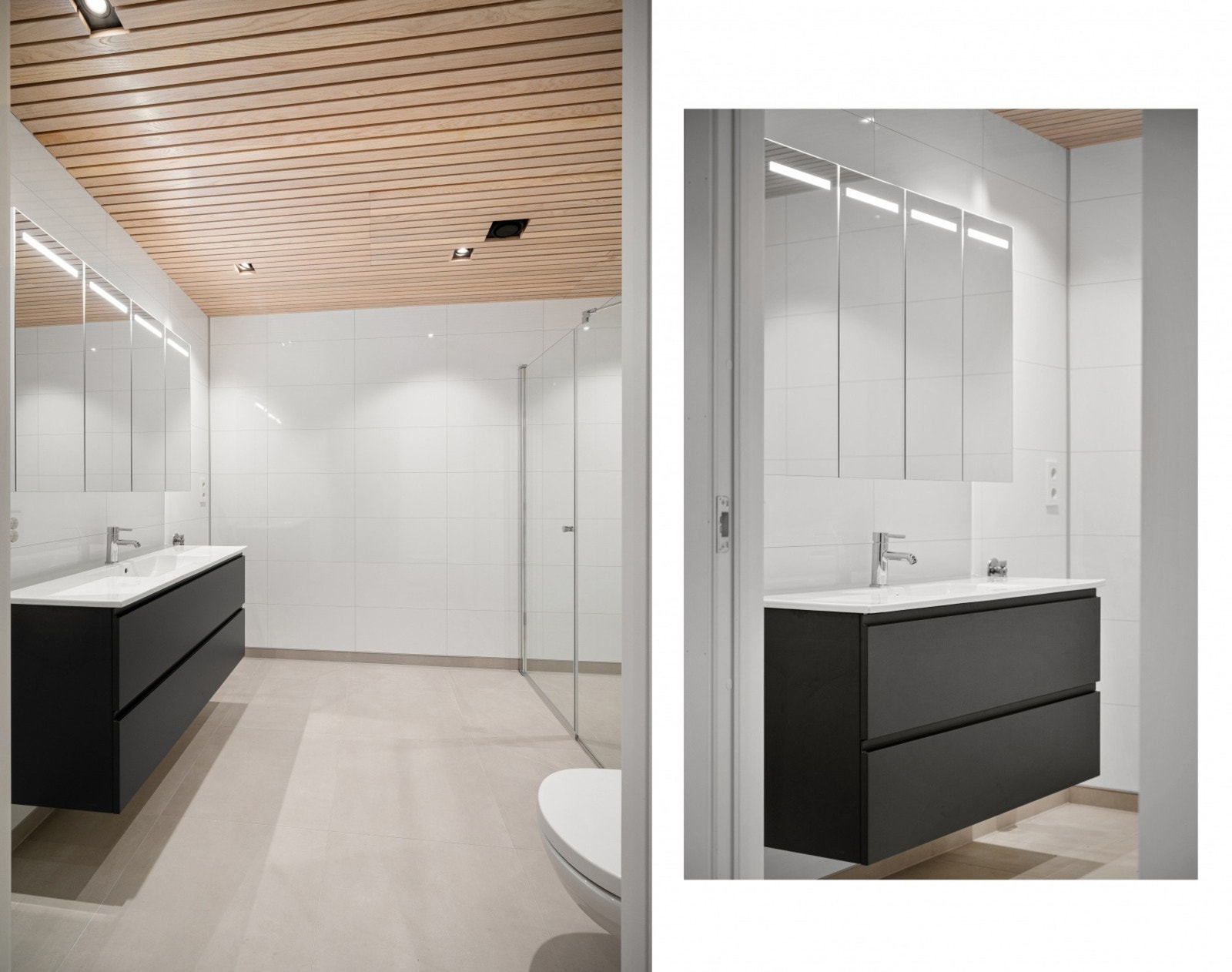 Pent bad i 1.etasje med lekre overflater og varme i gulv Galleribilde