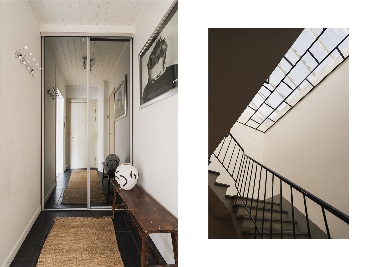 Praktisk skyvedørsgarderobe med speil i entrè. Galleribilde