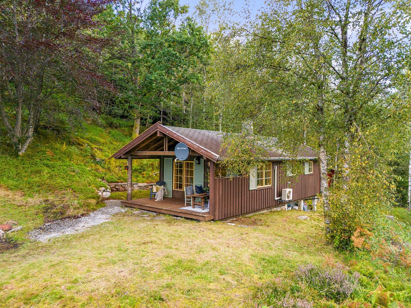 Hytten ligger fint til i terrenget Galleribilde