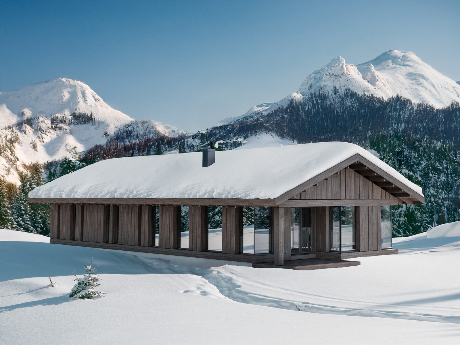 Vy hyttene glir godt inn i terrenget. Illustrasjon av Vy32 som er noe mindre enn priset modell Galleribilde