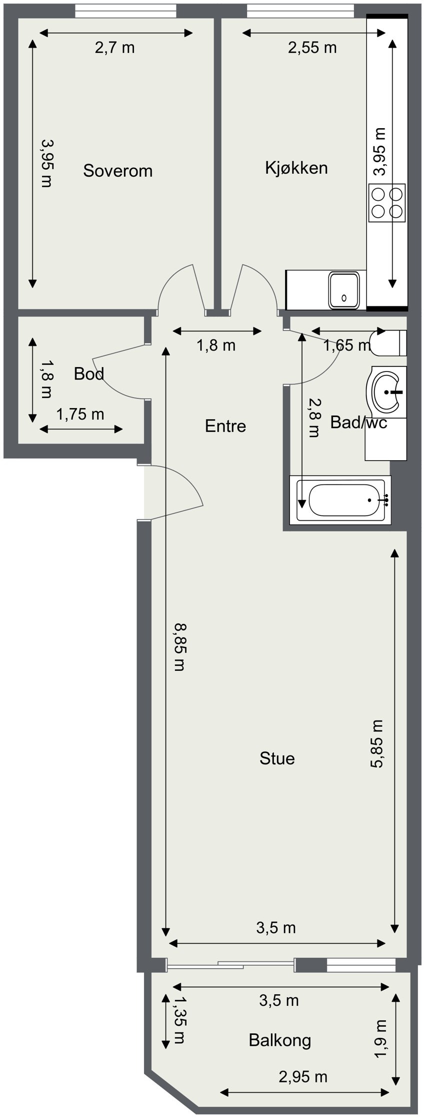 Plantegning med mål Galleribilde