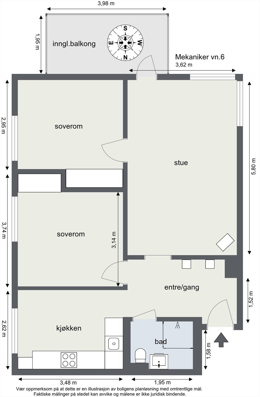Plantegning - Leiligheten ligger i 3. etasje. Galleribilde