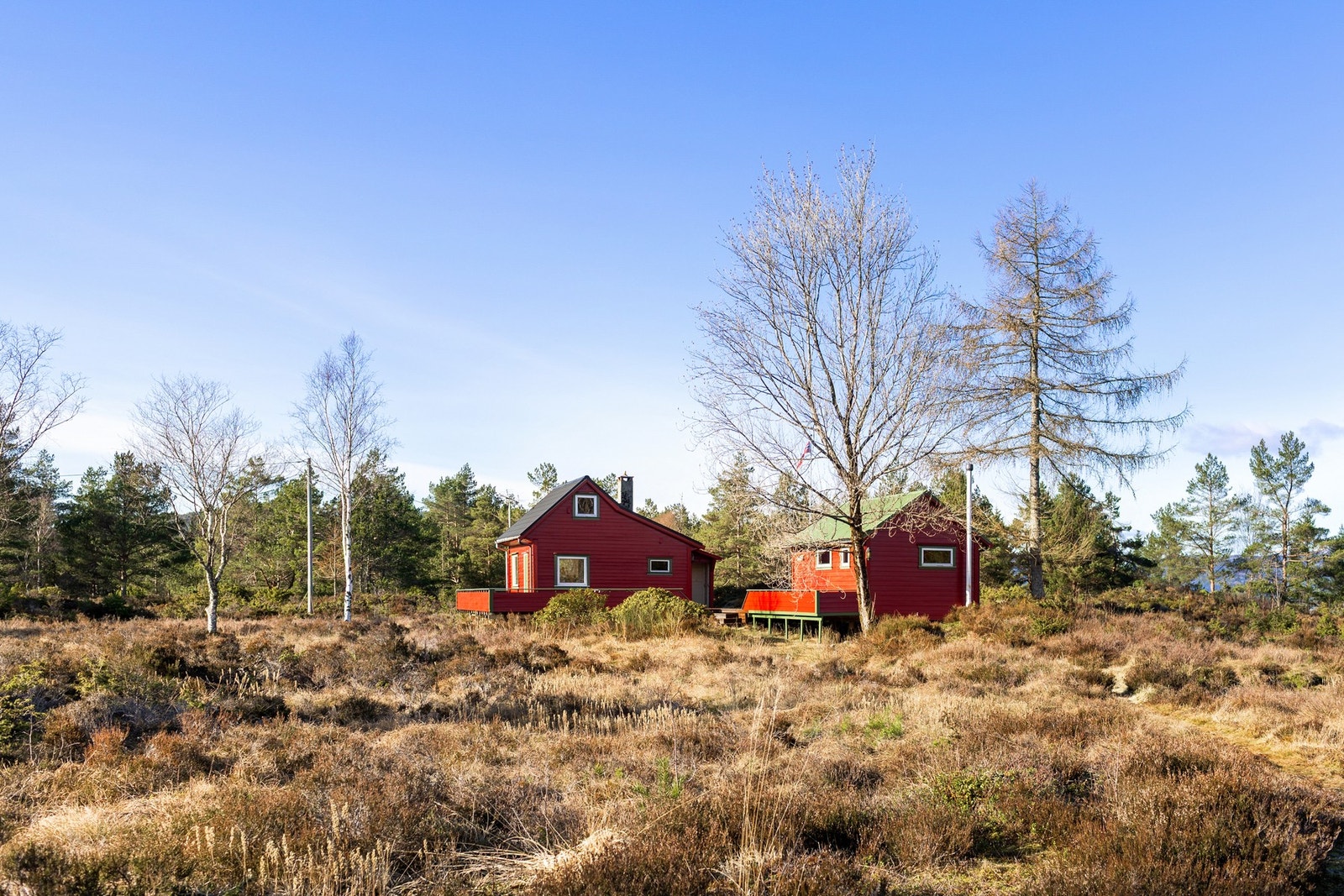 Fra parkeringsplassen er det ca. 5 min gangavstand til hytten via sti. Galleribilde