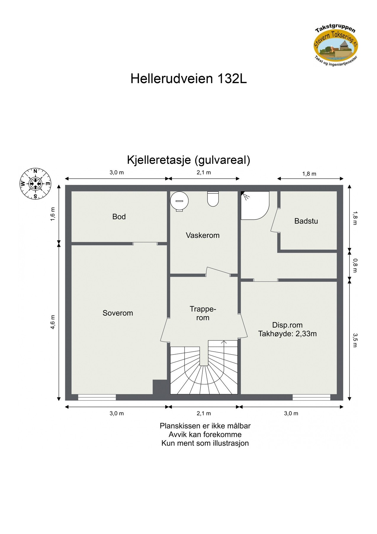 Målsatt plantegning Underetasje Galleribilde