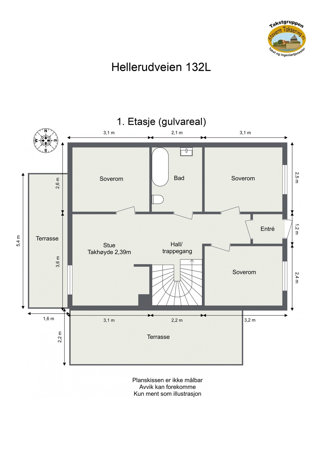 Målsatt plantegning 1. etasje. Galleribilde