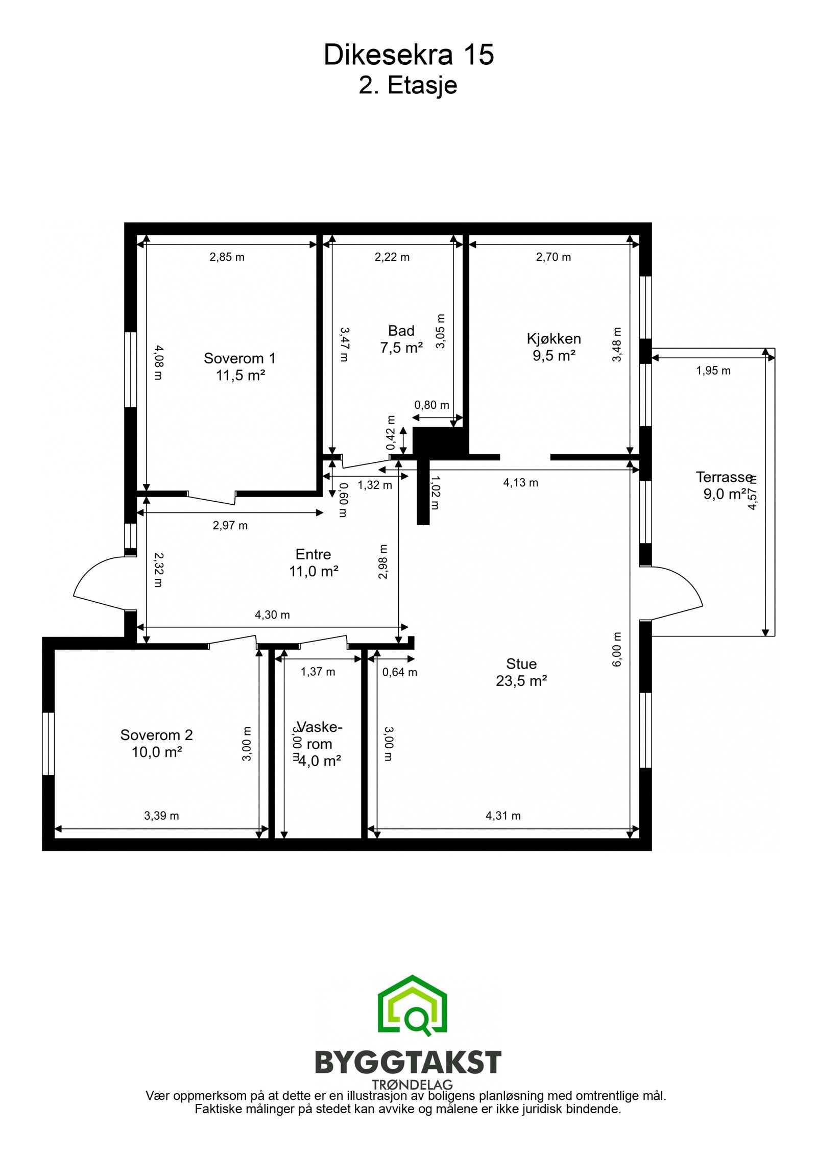 Planskisse målsatt av takstmann. Galleribilde