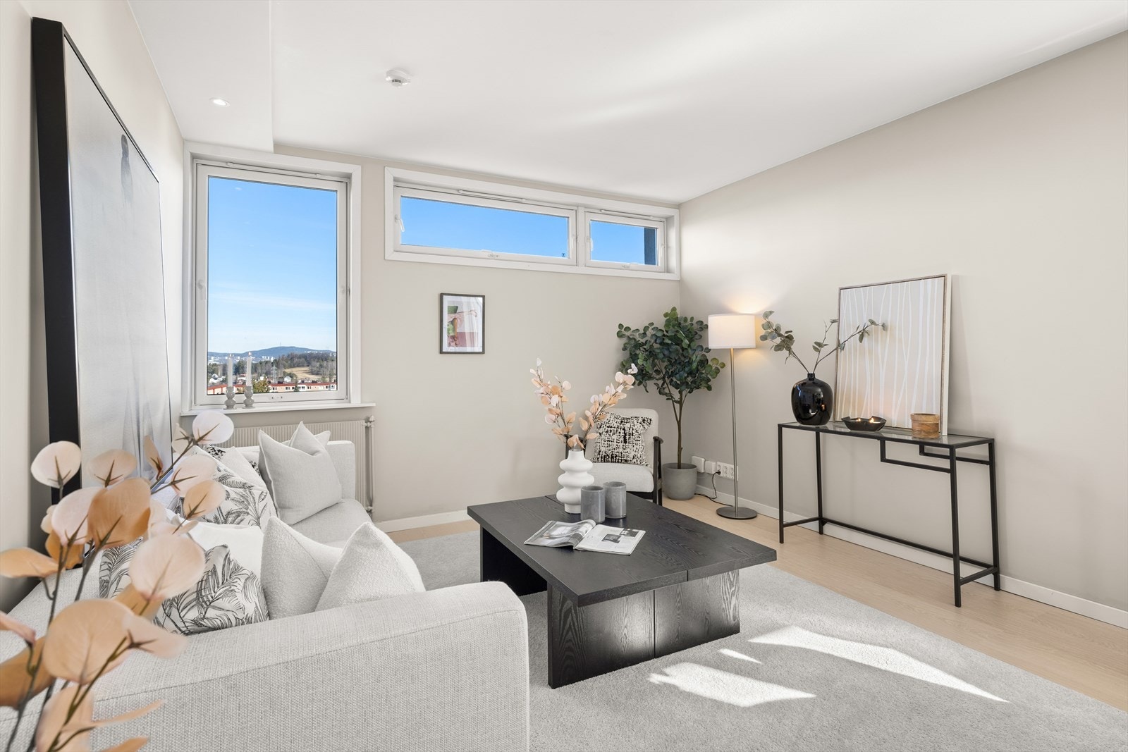 Her er det fint plass til sofagruppe og tv-seksjon. Galleribilde