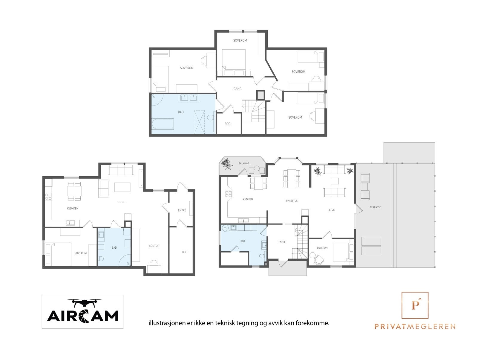 Plantegning alle etasjer. Galleribilde