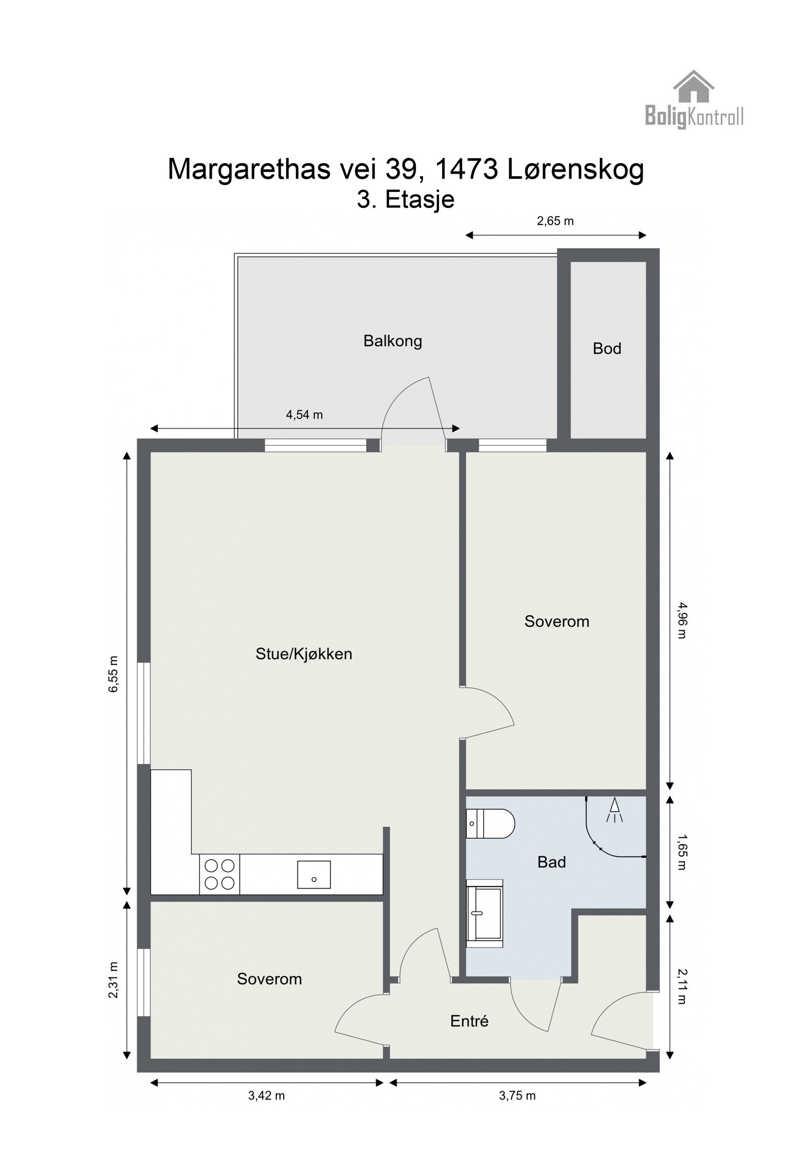 Floorplan letterhead - Margarethas vei 39, 1473 Lørenskog - 3. Etasje - 2D Floor Plan Galleribilde