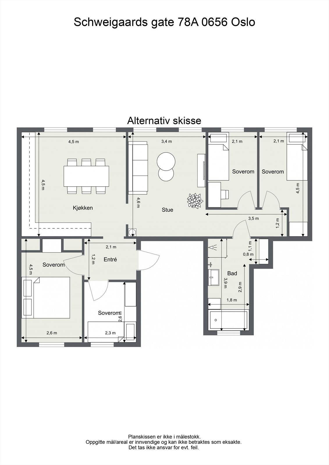 Alternativ planskisse - Mulighet for å etablere et ekstra soverom. Galleribilde