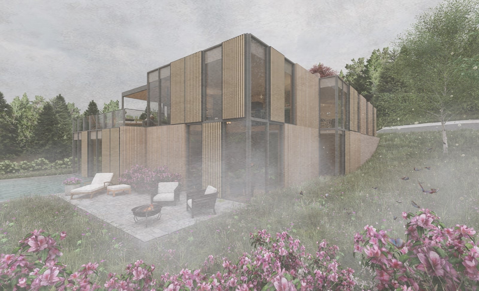 Illustrasjonstegning av tidligere prosjektert bolig, utarbeidet av FxARK AS. Galleribilde