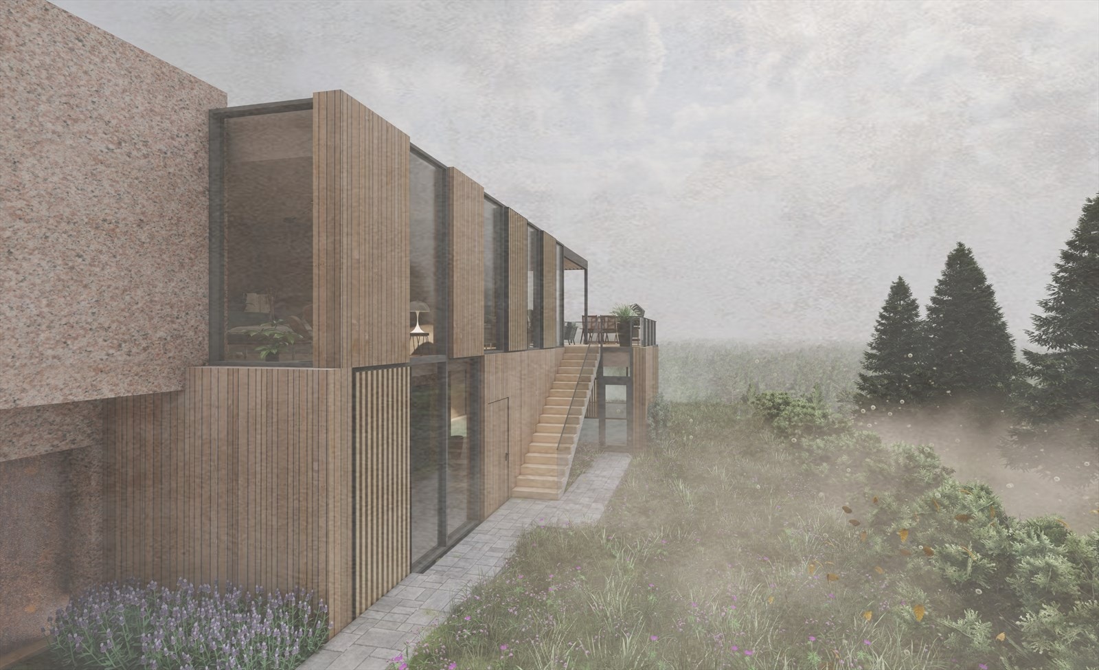 Illustrasjonstegning av tidligere prosjektert bolig, utarbeidet av FxARK AS. Galleribilde