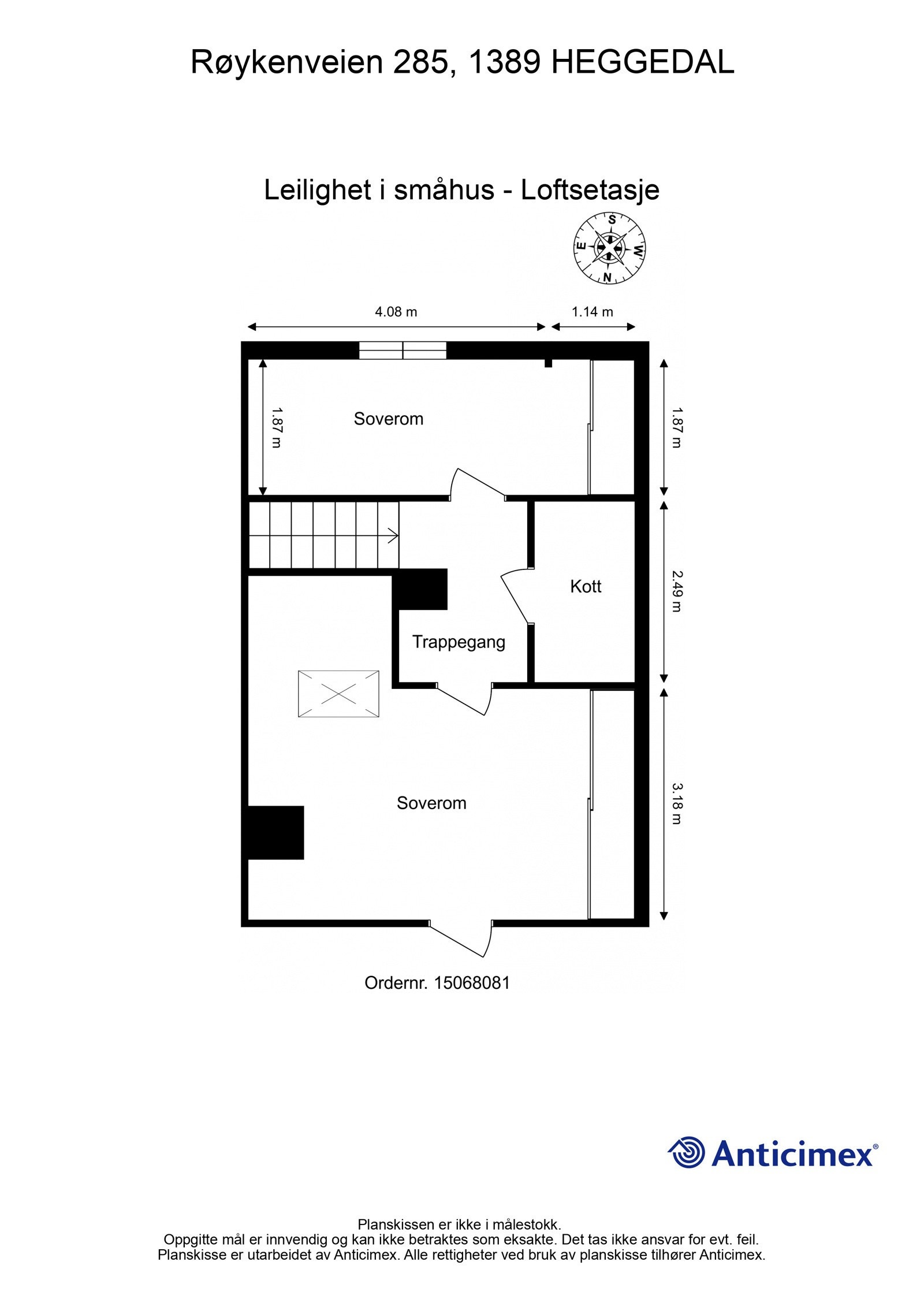 Plantegning av loftsetasjen Røykenveien 285 | EIE eiendomsmegling Galleribilde