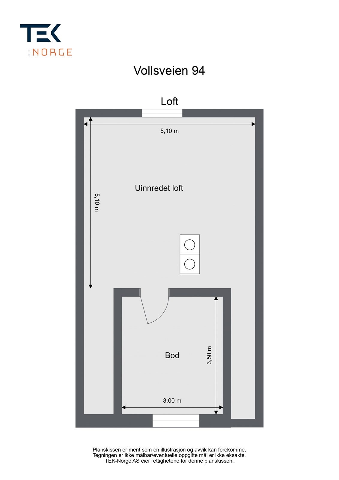 Fra 2. etasje er det adkomst til et meget praktisk lagringsloft Galleribilde