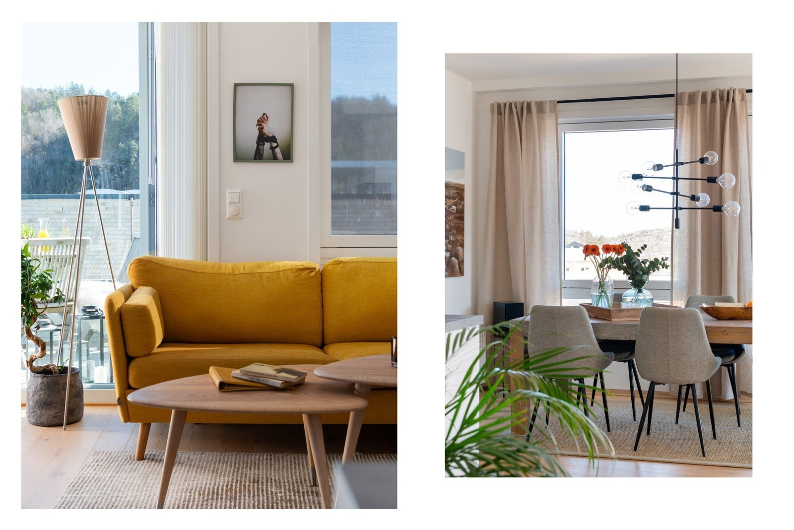 Kul sofa er sprekt, men det gjør seg meget godt i denne leiligheten Galleribilde