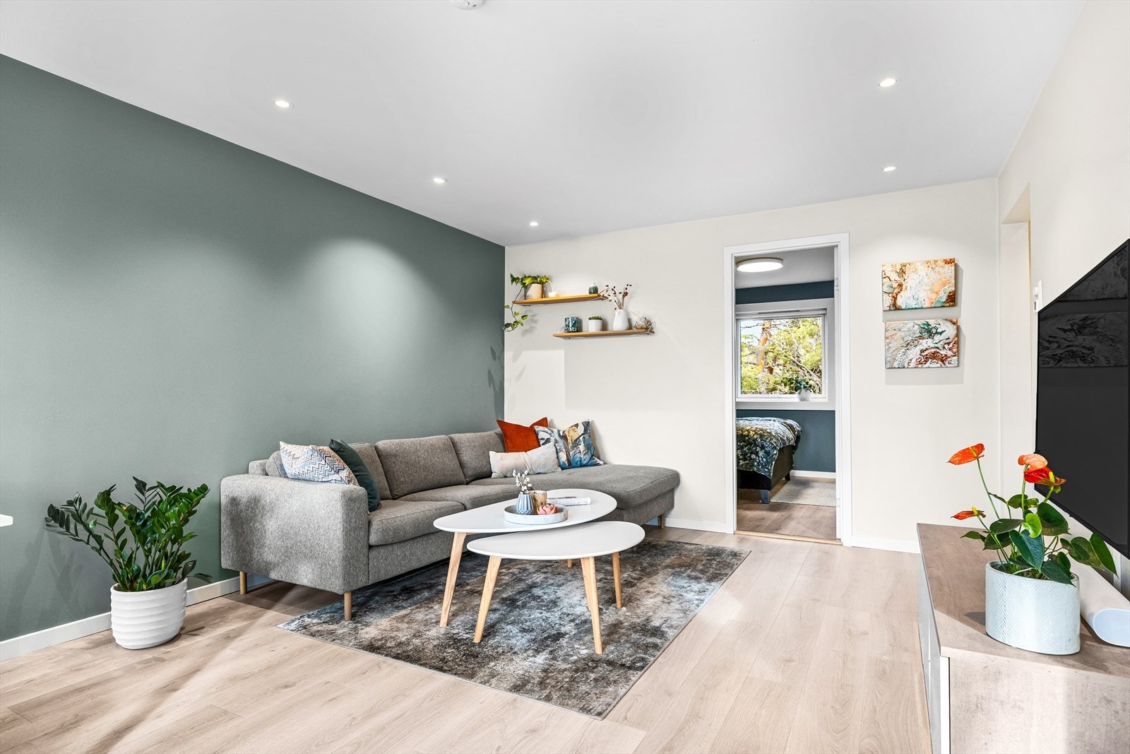 Dette rommet er perfekt for både hverdagsliv og underholdning. Galleribilde