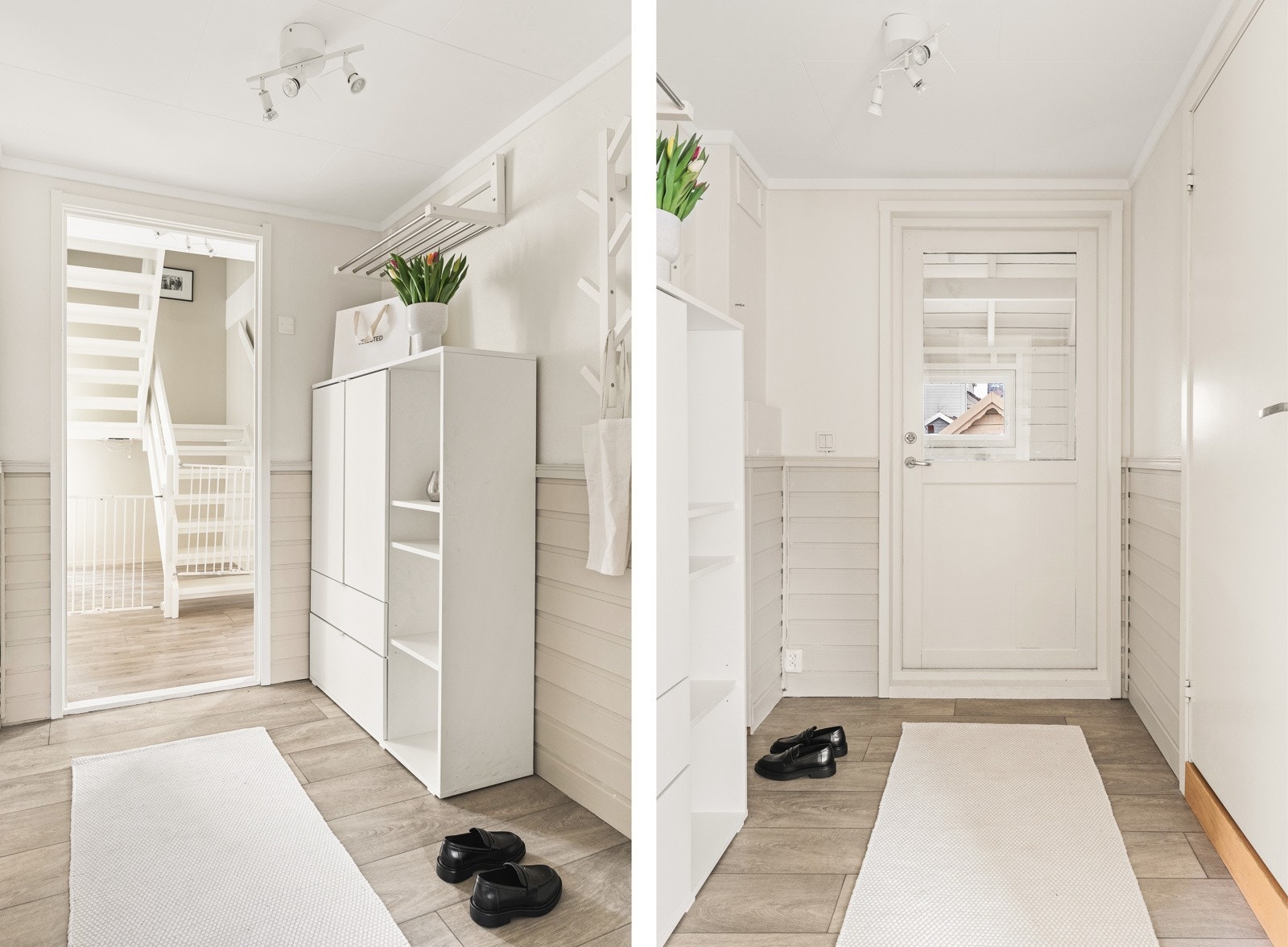 Velkommen inn i gangen, her er det god plass til å henge fra seg yttertøy og sko. Galleribilde