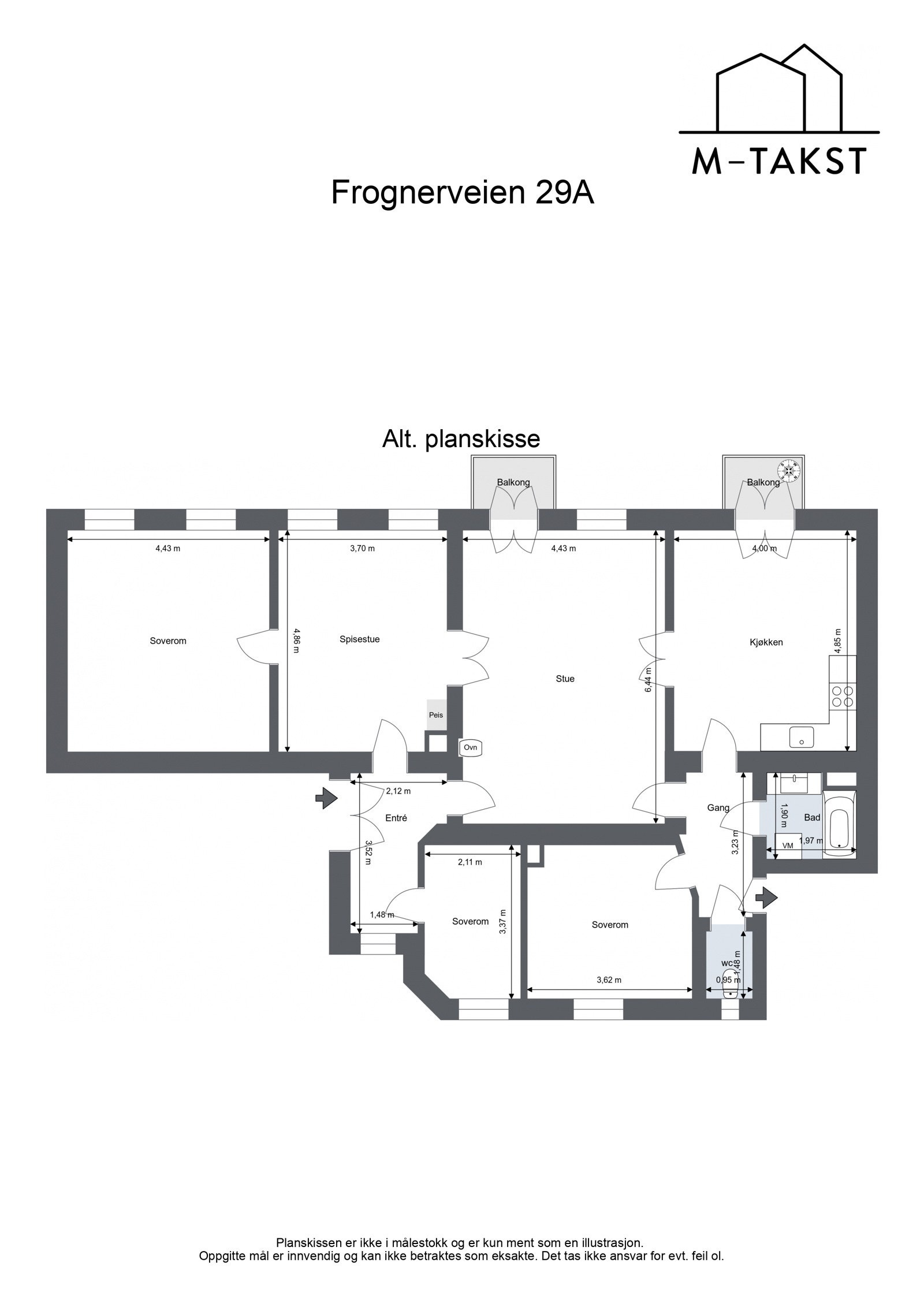 Frognerveien 29A - Alt. planskisse, som gjort i leiligheten over Galleribilde