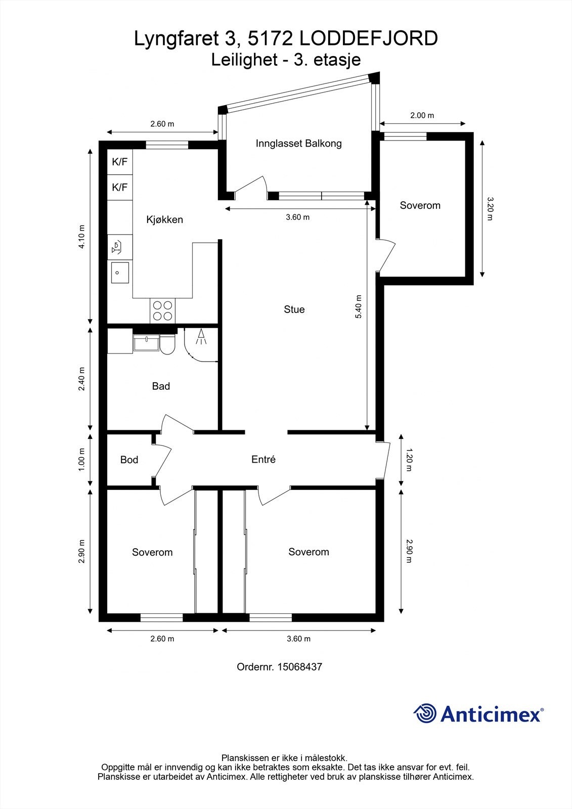 Plantegning - Leiligheten har en god og praktisk planløsning. God størrelse på alle rom. Galleribilde