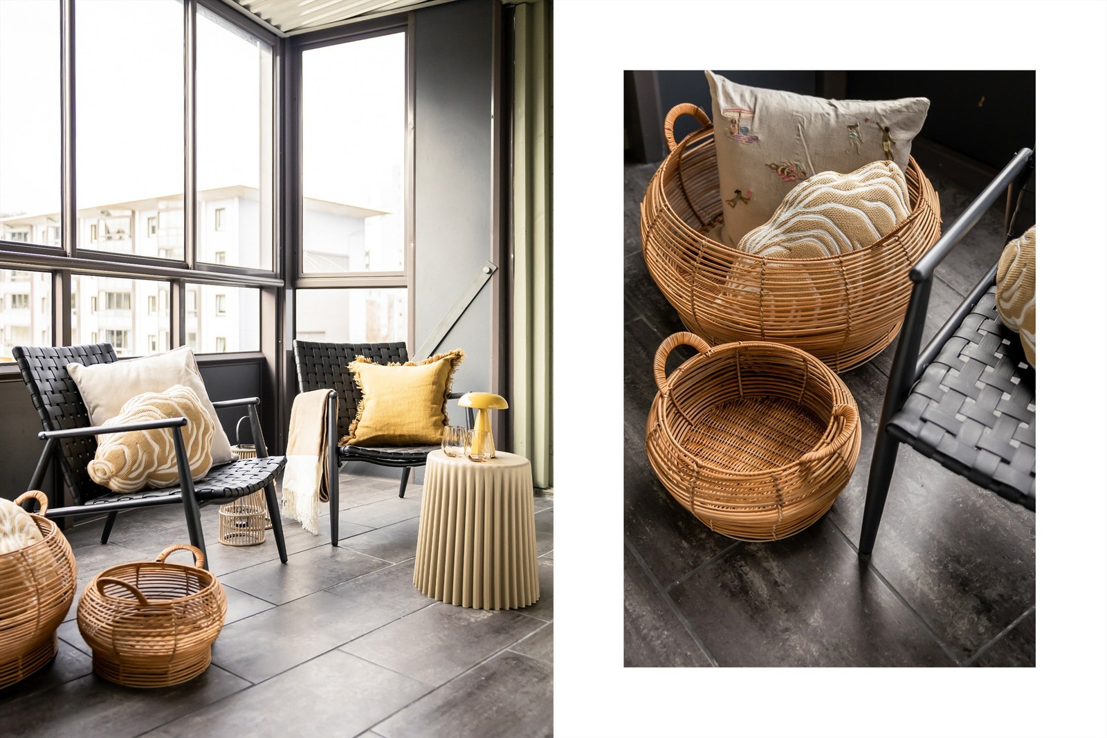 Flott innglasset balkong på hele 8 kvm med store vindusflater som gir naturlig lys og skaper en god atmosfære. Galleribilde