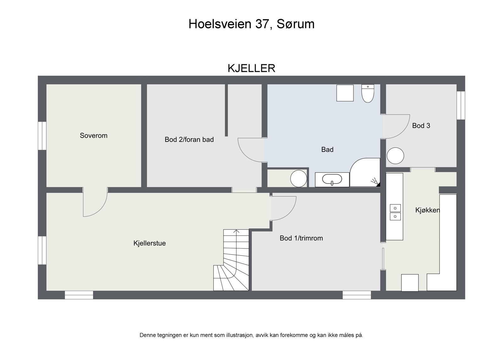 Planskisse kjeller av eksisterende hus Galleribilde