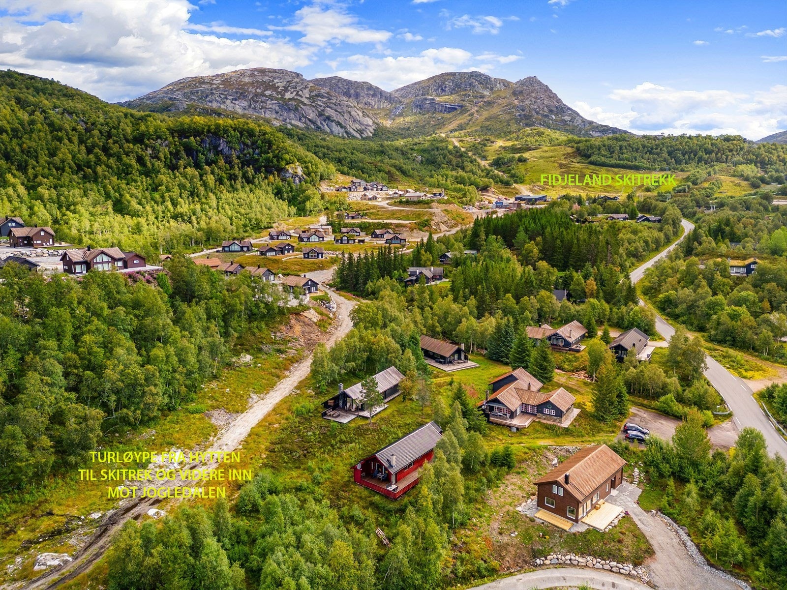 Tur løype like utenfor hytten. Denne går helt inn i Jogledalen.. Galleribilde