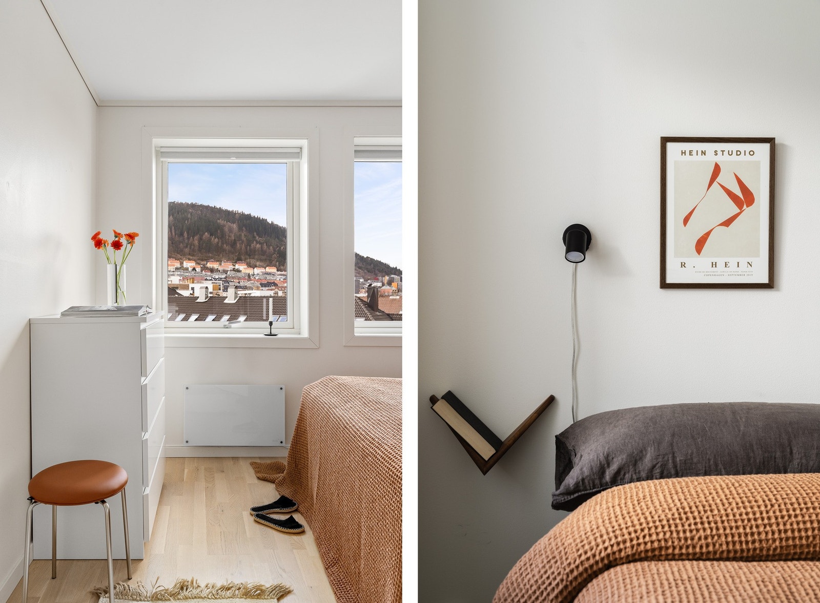 Det er parkett på gulvet, malt gipsvegger og malt gipstak. Vindusflatene skaper et deilig lys til rommet. Galleribilde