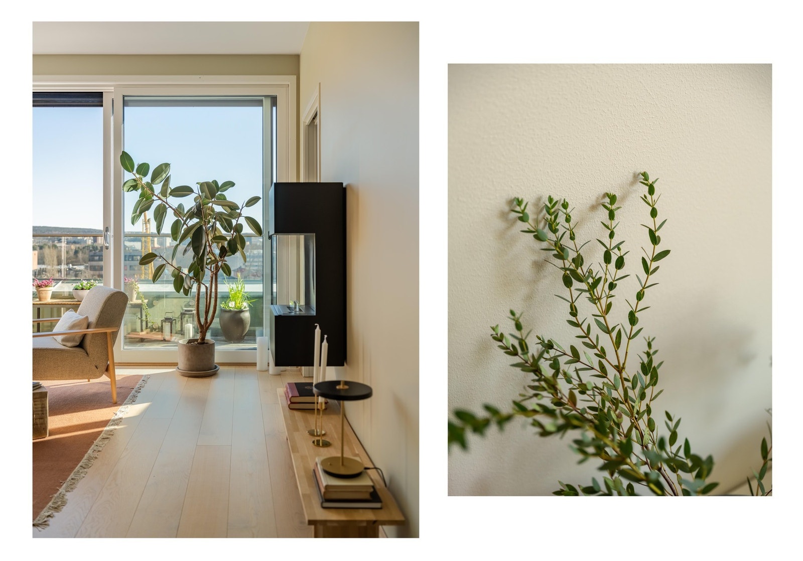 Stuen er et magisk rom å være i: Det er store vinduer fra gulv til tak og generøs takhøyde. Galleribilde