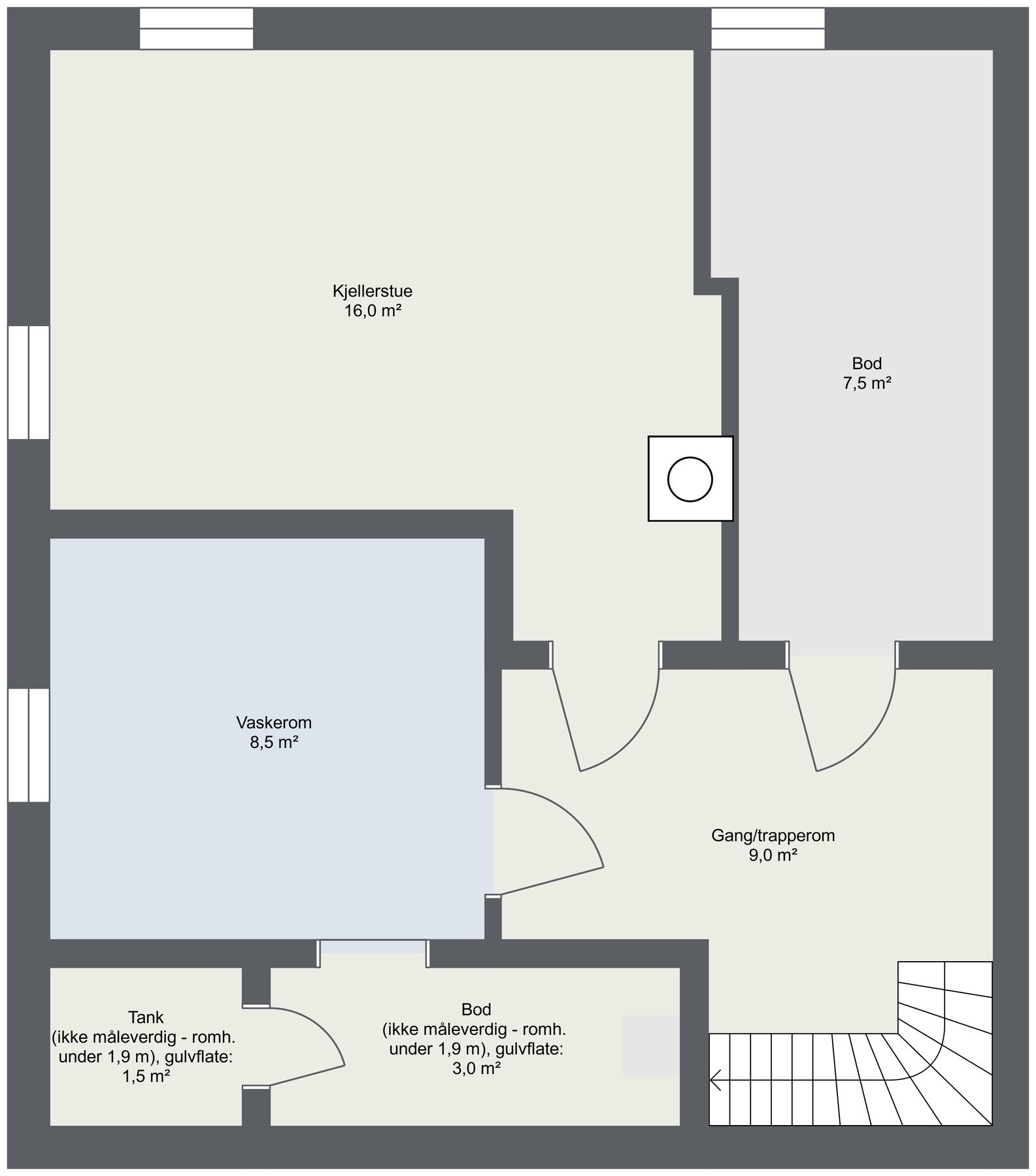 Planskisse kjeller. Galleribilde