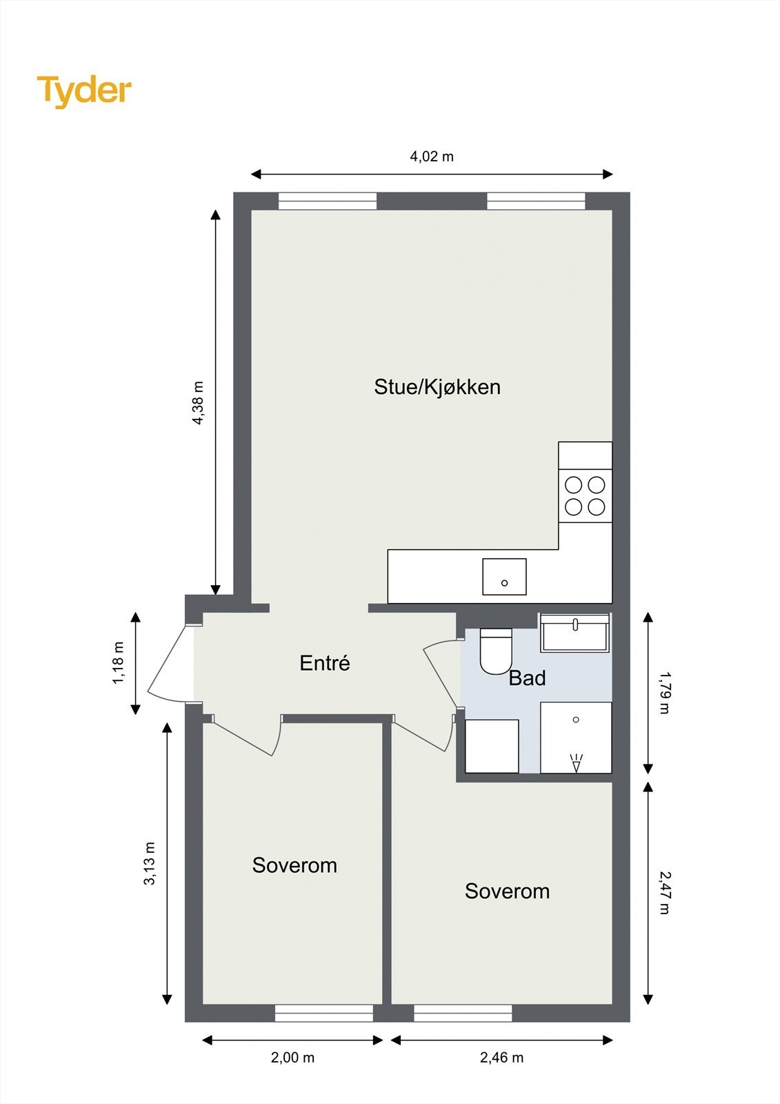 Plantegning. Gjennomgående planløsning med lys og luft på begge sider Galleribilde