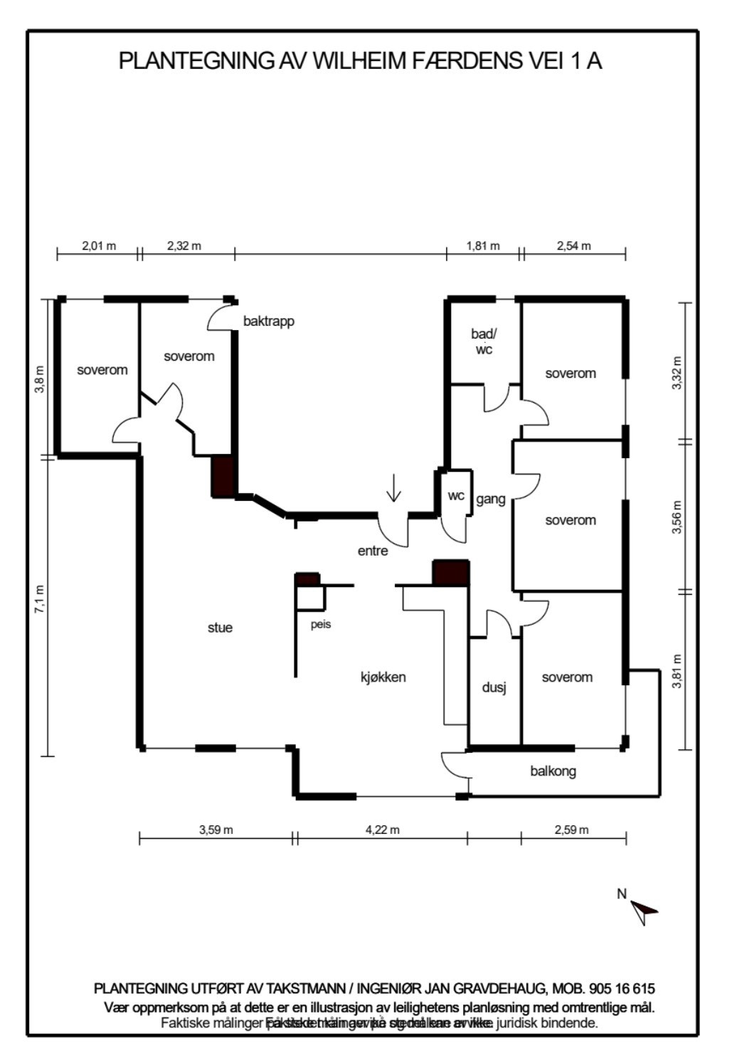 Planskisse Wilhelm Færdens vei 1 Galleribilde